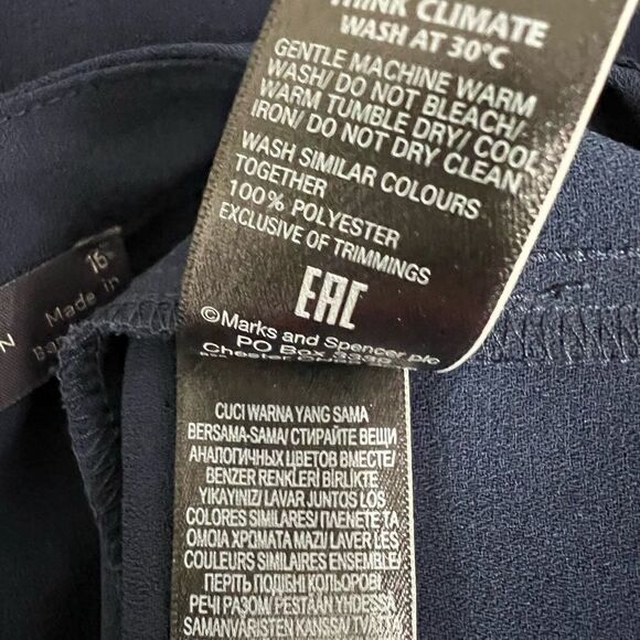 M&S Collection dress US sz 12 navy blue short sleeve knee length shift -11‎ - Picture 5 of 5